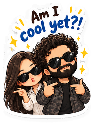Chibi couple sticker: Am I cool yet?!